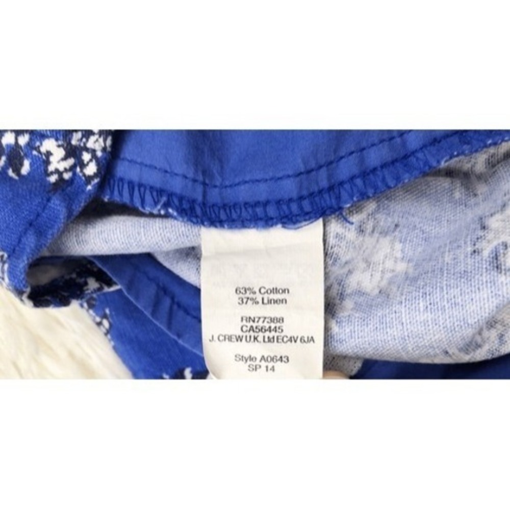 Madewell Mid Rise Pleated Deck Shorts Blue Floral Woodcut Size 2 - Picture 7 of 8